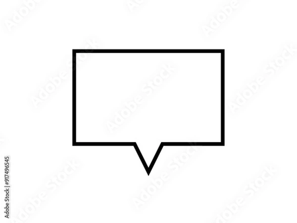 Fototapeta ミニマルな長方形吹き出しA：カクカク下中央黒線