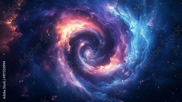 Fototapeta Swirling Vortex of Deep Blues, Purples, and Pinks in an Abstract Design