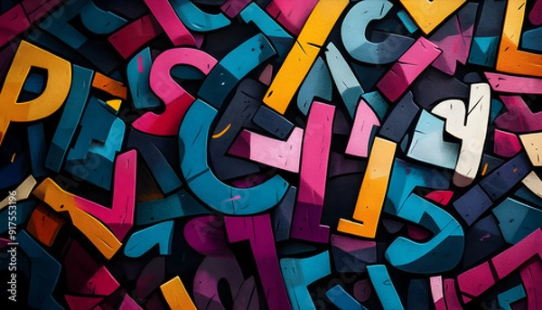 Fototapeta Used Print Letters as an Abstract Background Illustration