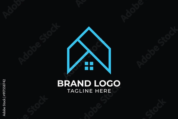 Fototapeta letter C  minimal building office line logo, Modern house apartment illustration, home building property creative Minimal professional abstract vector