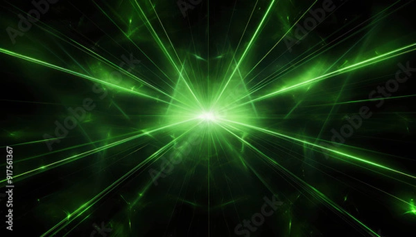 Fototapeta Vivid Green Laser Beams Piercing Through the Darkness in a Stunning Display of Light