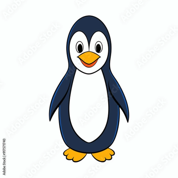Fototapeta penguin cartoon isolated on white, penguin vector illustration, bird on a branch vector art, penguin silhouette, bird vector icon, penguins on a branch line art, eps