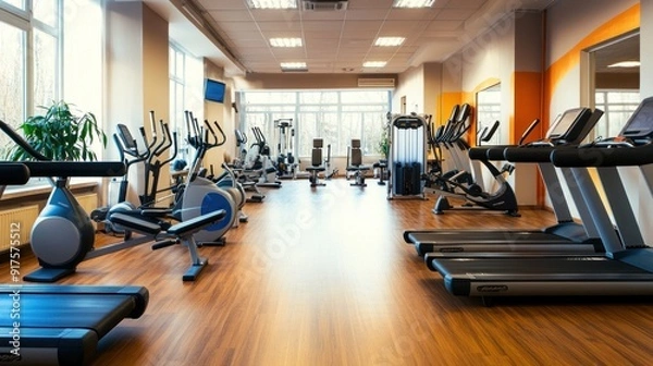 Fototapeta Spacious and Well-Equipped Gym with Modern Exercise Equipment