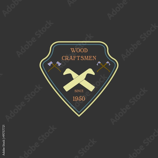 Fototapeta Logotype set for construction and carpentry industries. 