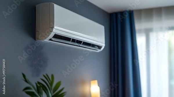 Fototapeta Solar-Powered Climate Control in Eco-Friendly Home with Renewable Energy Efficiency