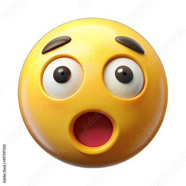Fototapeta Shocked Yellow emoji isolated on transparent background