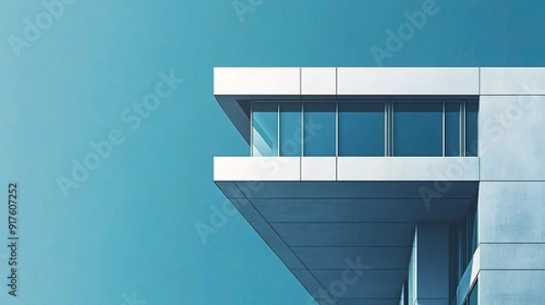 Obraz Modern Minimalism: Architectural Detail Against Vibrant Blue Sky 