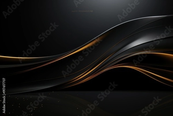 Obraz Abstract black and gold wave background.