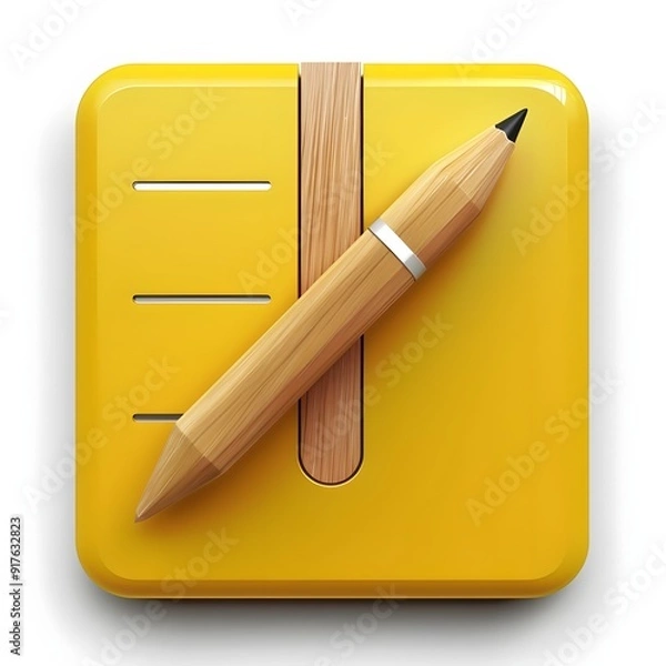 Obraz notebook and pencil on white background,