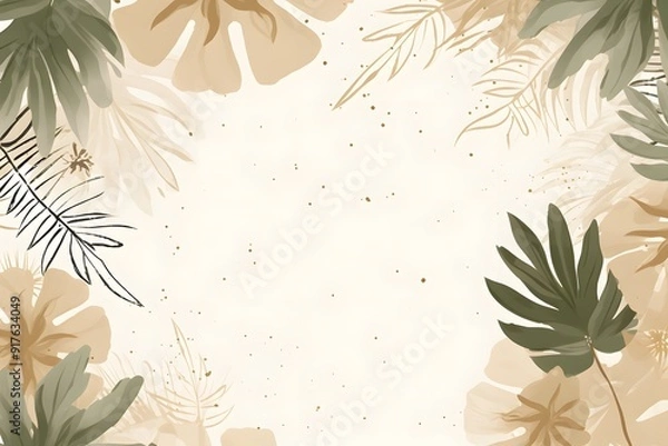 Fototapeta Seamless pattern banana tree and leaves that it is a tropical plant on white background, Generative Ai
