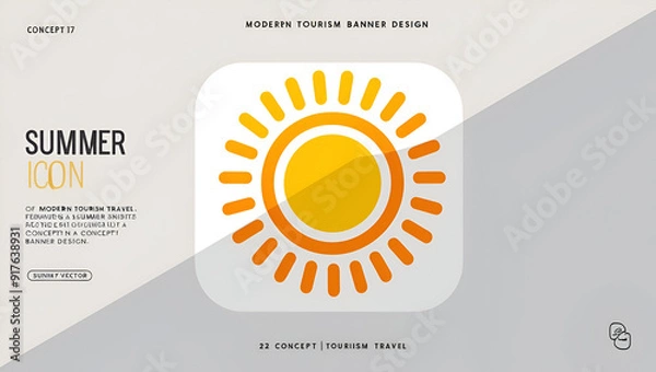 Fototapeta Title: A vibrant summer icon featuring a stylized sunny bright
