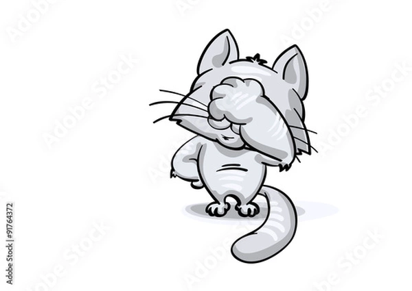 Obraz Кот Facepalm закрывается одной лапой