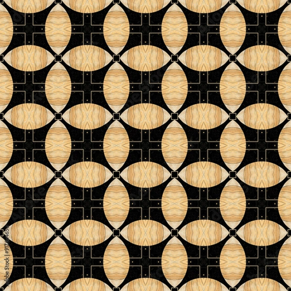 Obraz Brightly colored symmetrical seamless pattern created with the help of generative AI and suitable for wallpapers, textures, 3D maps and more