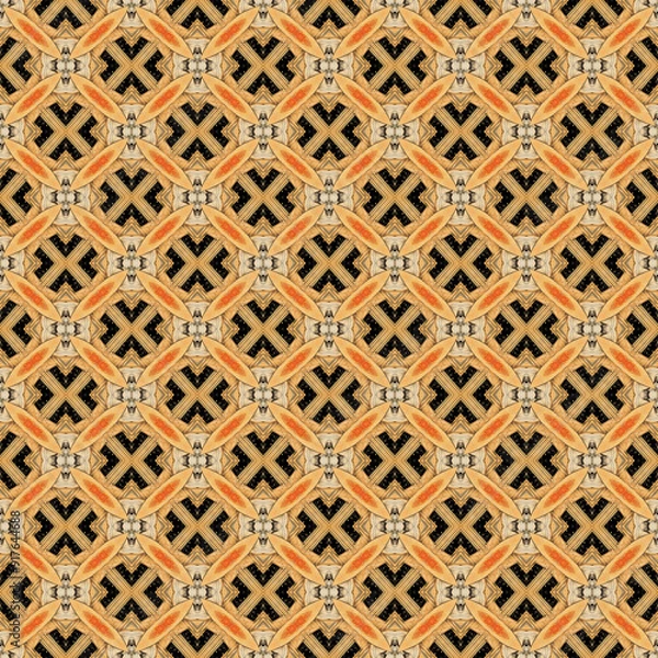 Obraz Brightly colored symmetrical seamless pattern created with the help of generative AI and suitable for wallpapers, textures, 3D maps and more