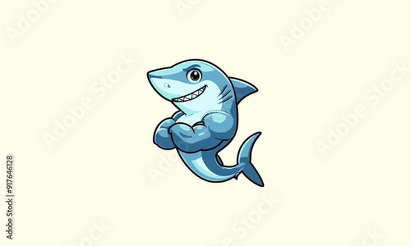 Obraz character shark body builder vector illustration mascot design