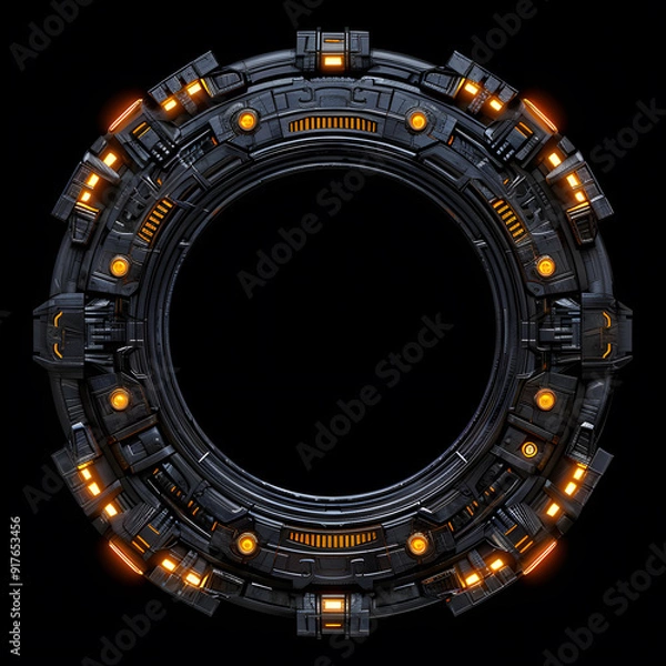 Fototapeta Spaceship control panel frame wreath frame illustration