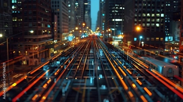 Fototapeta A captivating view of Google Maps' transit information feature, displaying public transportation routes, schedules, and stops with clear and informative visuals in vibrant