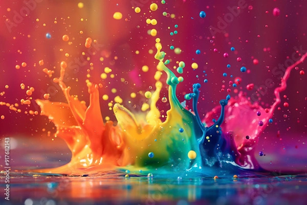 Fototapeta vibrant paint splatter on the earth. element design in rainbow colors