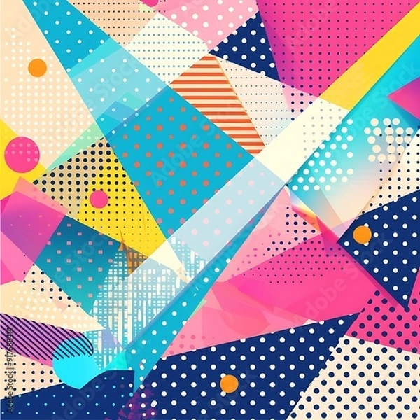 Fototapeta Colorful and whimsical polka dot background with engaging geometric patterns...