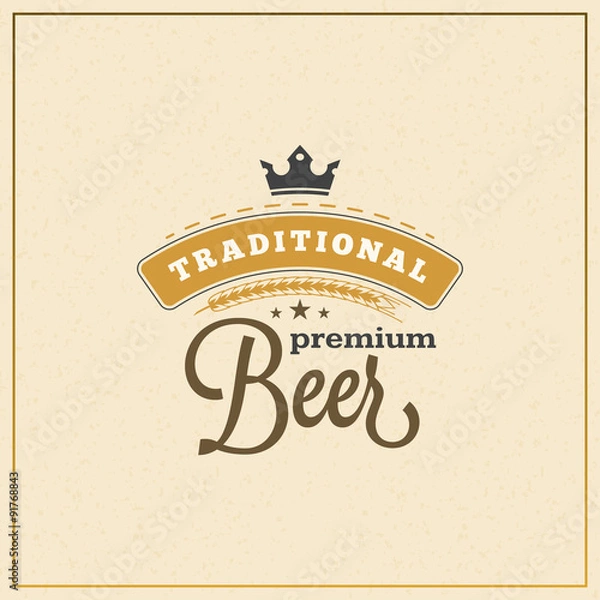 Fototapeta Retro Design Element, Badge, Logotype, Label for Beer, Beer Shop, Pub, Bar. Vector Illustration