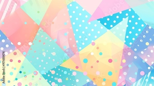 Fototapeta Fun polka dot backdrop with cheerful geometric patterns in a range of pastel shades...
