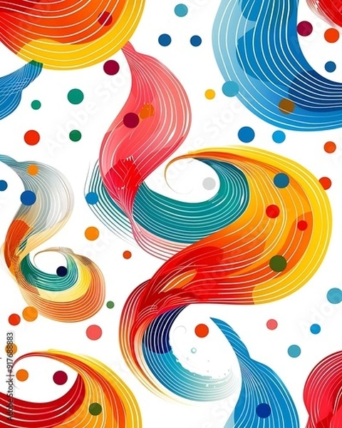 Fototapeta Whirlpools with vibrant polka dot patterns Circular ripple graphics on white background..