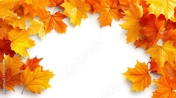 Obraz blank card surrounded by autumn leaves, symbolizing transition, reflection, and new beginnings. The natural elements evoke a sense of warmth, change, and the passage of time