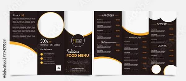 Obraz Elegant restaurant food menu trifold business brochure template design.