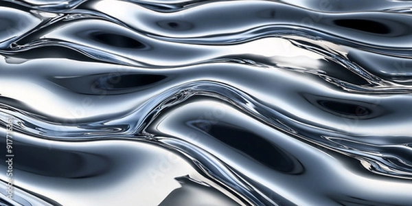 Fototapeta silver wavy liquid background,