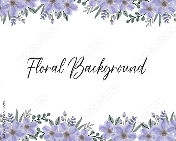 Obraz white background with purple flower border