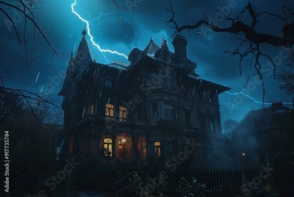 Fototapeta ai generative creepy mad scientist castle