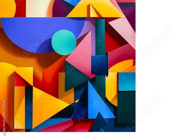 Obraz Abstract_geometric_shapes_vibrant_colors_dynamic_composition