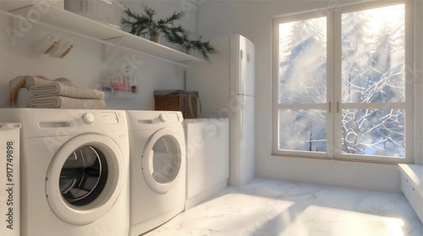 Obraz Laundry room interior with winter theme, version 3