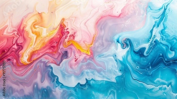 Fototapeta A close up of a painting of a colorful liquid painting generative ai