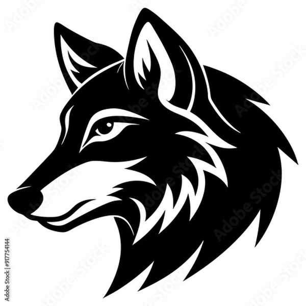 Obraz Creative wolves head icon side view silhouette vector illustration
