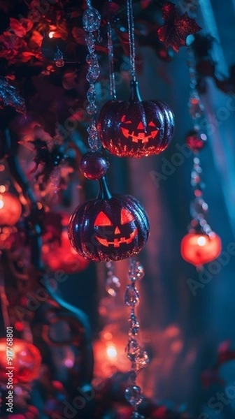 Obraz Halloween party with unique ornaments, All kinds of party supplies Halloween, Happy Halloween background