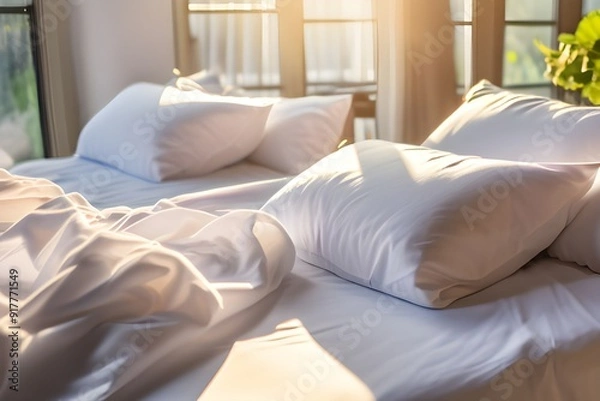 Obraz bed in hotel room