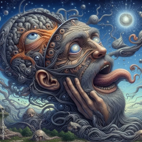 Fototapeta very strange photorealistic detailed illustration with deep meaning 
