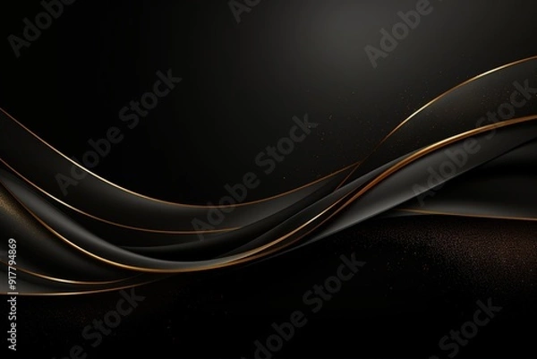 Fototapeta Elegant black and gold abstract background with curved lines.