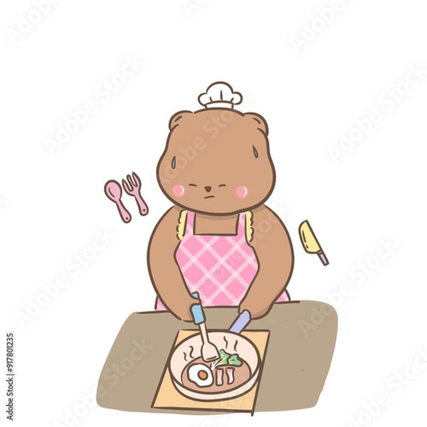 Obraz a little bear with momy