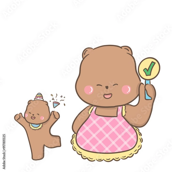Obraz a little bear with momy