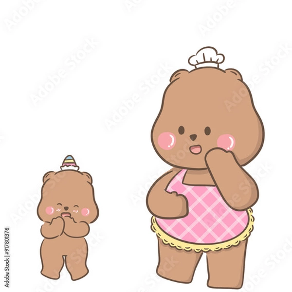 Obraz a little bear with momy