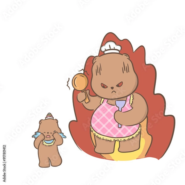 Obraz a little bear with momy