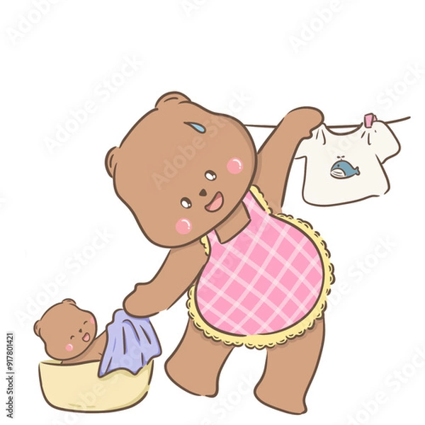 Obraz a little bear with momy