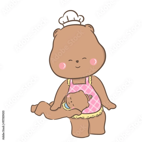 Obraz a little bear with momy