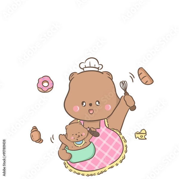 Obraz a little bear with momy