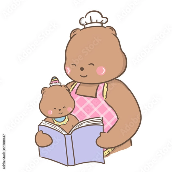 Obraz a little bear with momy