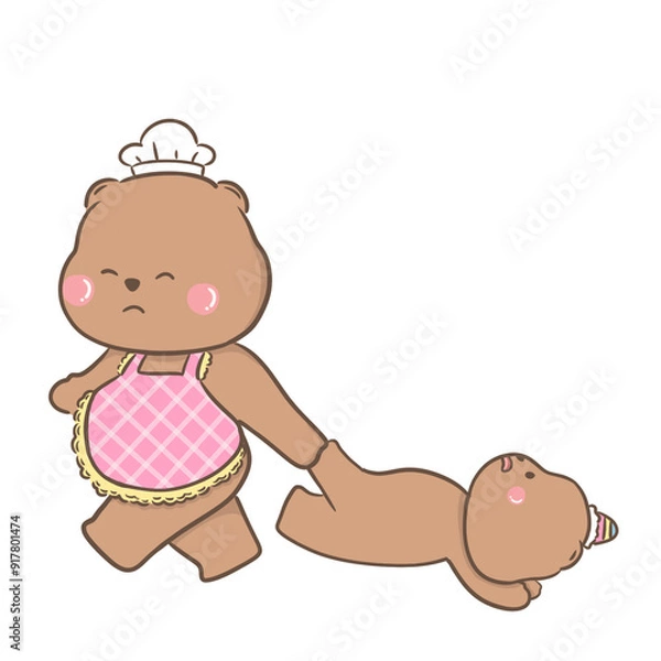 Obraz a little bear with momy