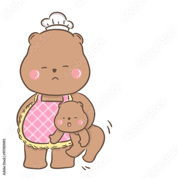 Obraz a little bear with momy
