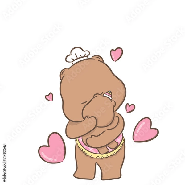 Obraz a little bear with momy